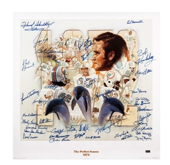 1972 Miami Dolphins Team Signed Lithograph (41 Signatures)